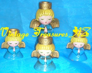 Image for Wolin Japan Praying Angels (Angel)-at-Prayer Candle Holders/Candleholders Set of 4 Vintage ca 1950s-1970s <b><span style='color:red'> USPS PRIORITY MAIL SHIPPING INCLUDED – DOMESTIC ORDERS ONLY!</span></b><span style='color:purple'>